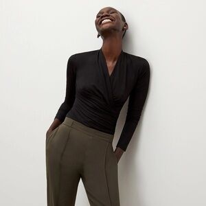 MM. LAFLEUR fey 2.0 black Long Sleeve wrap top